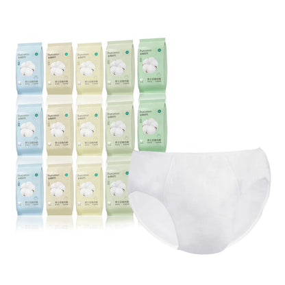 Purcotton Disposable Underwear for Men, 15 pieces, 100% Cotton Men's Briefs Pants, Individually Wrapped Panties