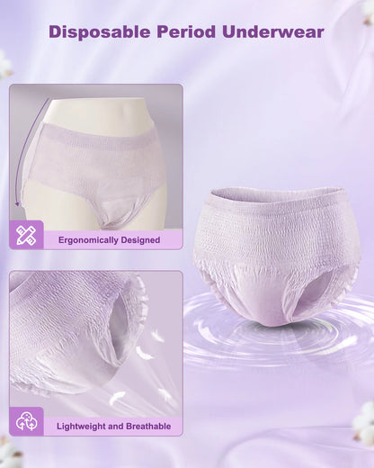 Purcotton Period Pants Incontinence Pants Women, Kind to Skin Adult Nappies, Maternity Pads Postpartum Pants Disposable Pants