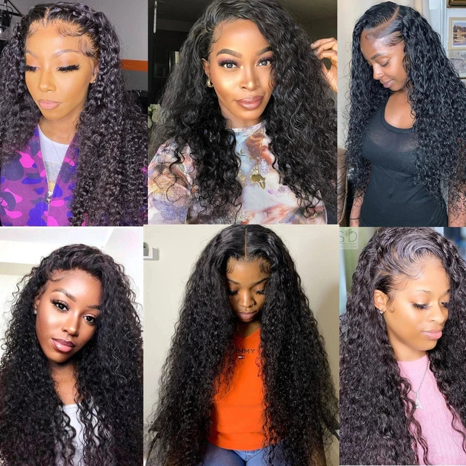 13x4 Curly Lace Frontal Wigs Curly Human Hair 30 40 Inch Hair 13x4 Deep Water Wave 360 Lace Front Wigs For Brazilian Women