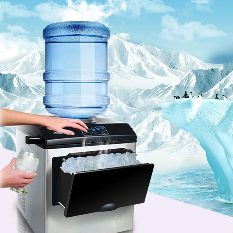 150W Ice Maker Commercial Small 30KG/24H Automatic Ice Maker for Household Milk Tea Shop Bottled Water Ice Cube Making Machine