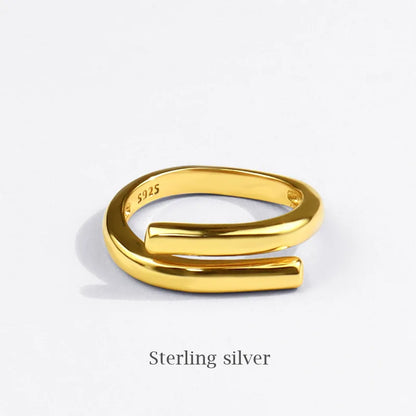 XIYANIKE Silver Color  Double Layer Geometric Ring Female Charm Fashion Simple Opening Light Luxury Handmade Jewelry Gift