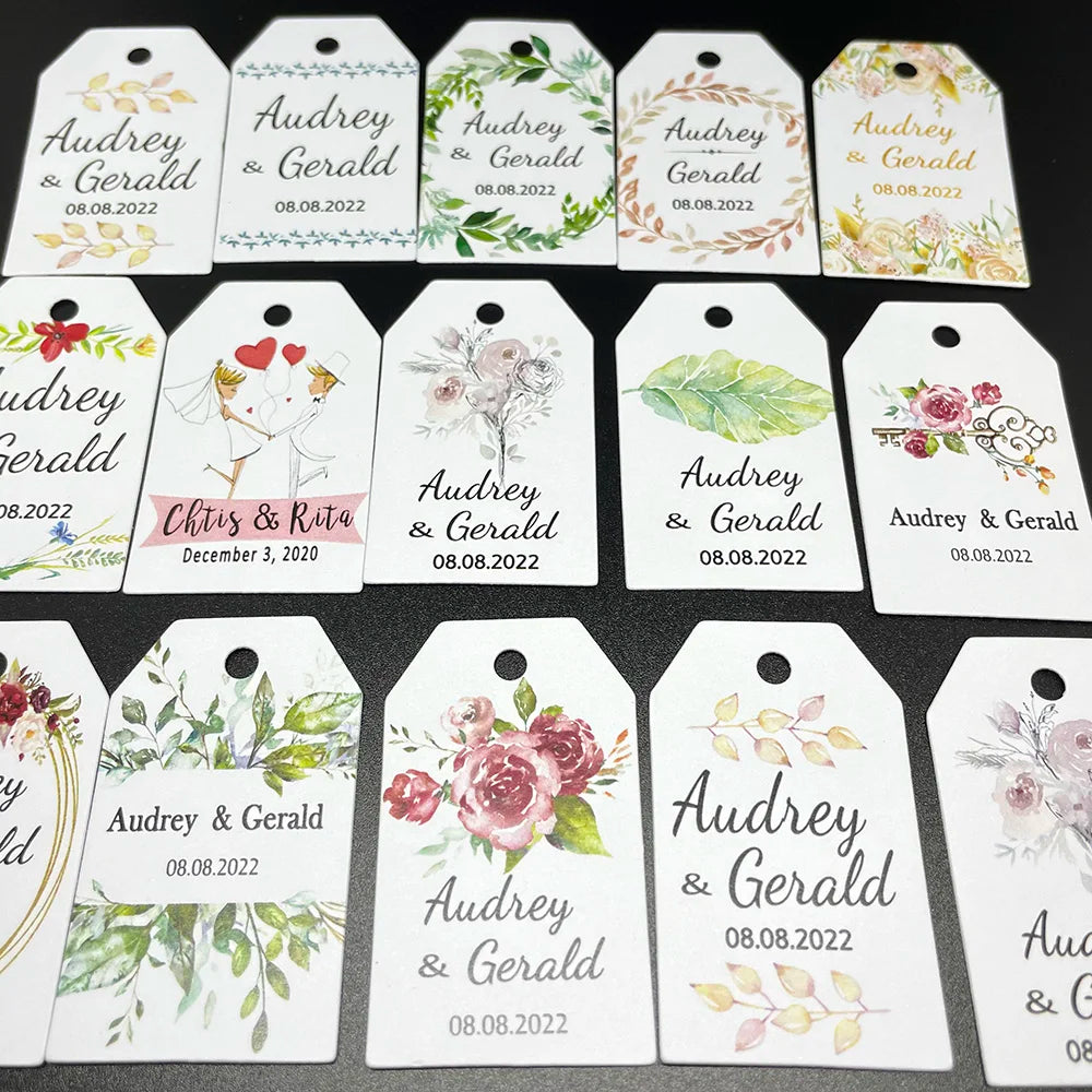 100 pcs/ set Personalised Gift Tags, Gift Tags, Handwritten Kraft Wedding Favour Label Custom