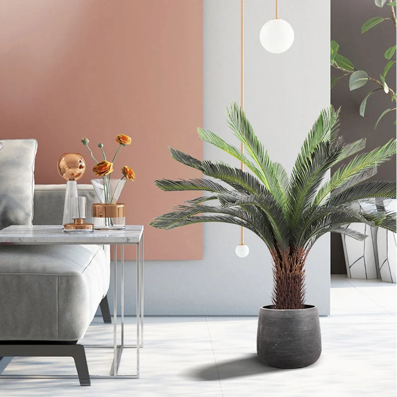 Tropical artificial palm tree, large palm branch, palm leaf, potted plant, family living room, office, hotel decoration