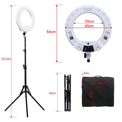 Yidoblo Warm & Cold Light LX-480SII 48W Ring Light Kit LED Ring Lamp SMD LEDS Video Light Lamp Makeup Lighting + Stand (2M)+ Bag