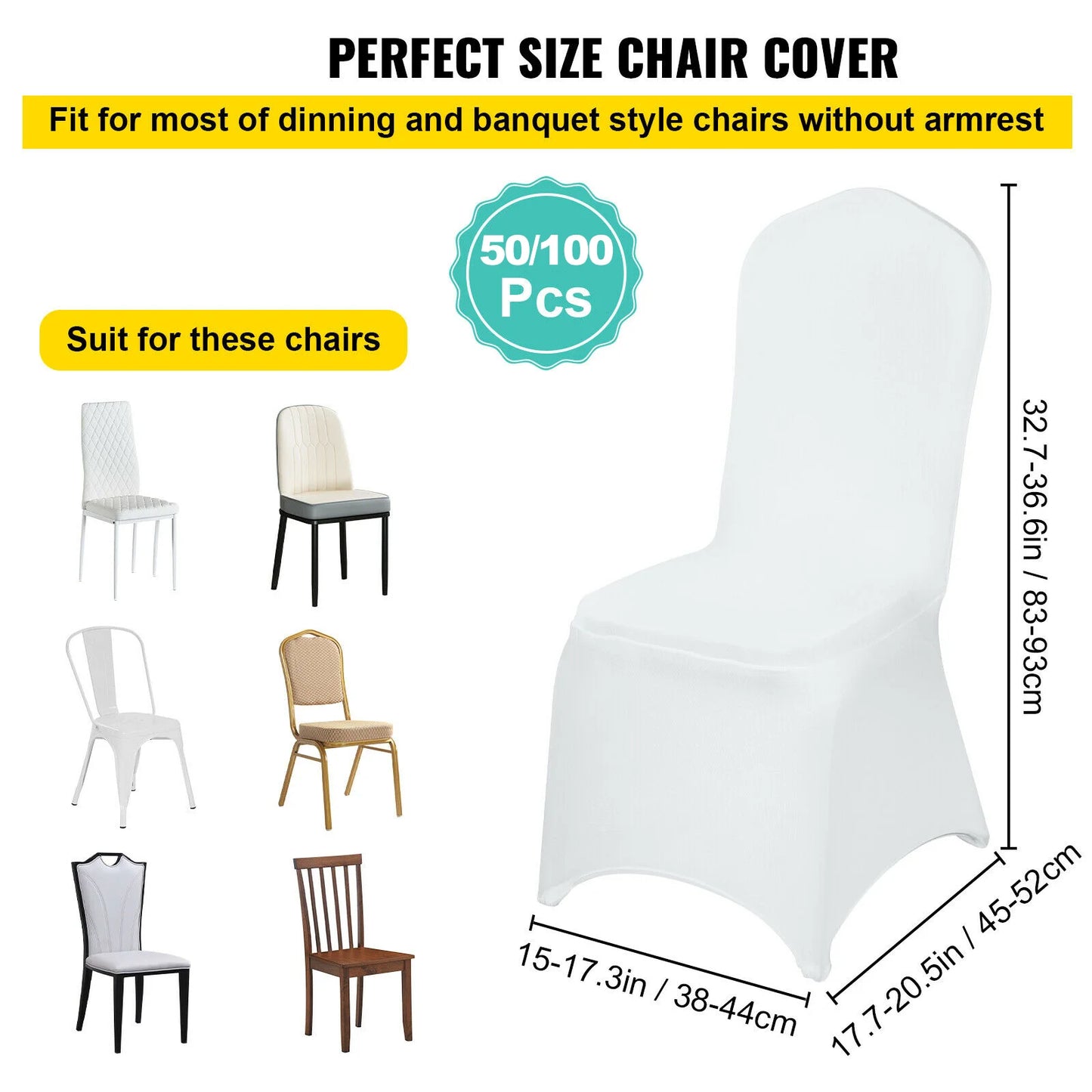 VEVOR 12/30/50/100Pcs Wedding Chair Cover Spandex Stretch Slipcover for Restaurant Banquet Hotel Dining Party White Chair Cover