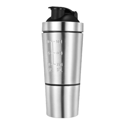 New Stainless Steel Cup Vacuum Mixer Whey Protein Powder Sports Shaker Water Bottle Detachable Double Layer Outdoor Drink Kettle