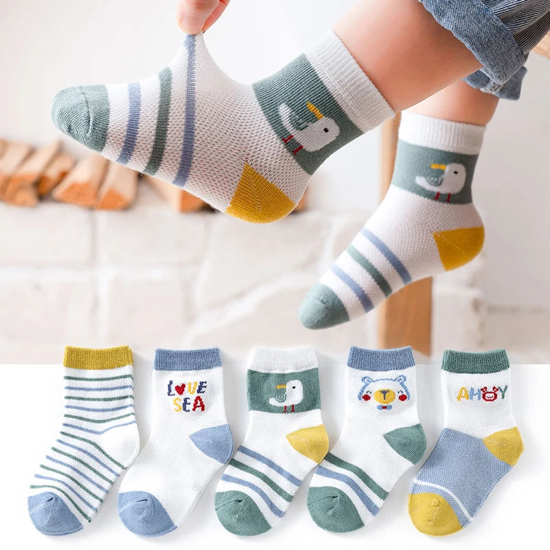 5Pairs Baby Socks Newborn Baby Boy Cute Short Sock 0-1-3-8Y Kids Cotton Toddler Cartoon Soft Children's Sports Socks for Girls