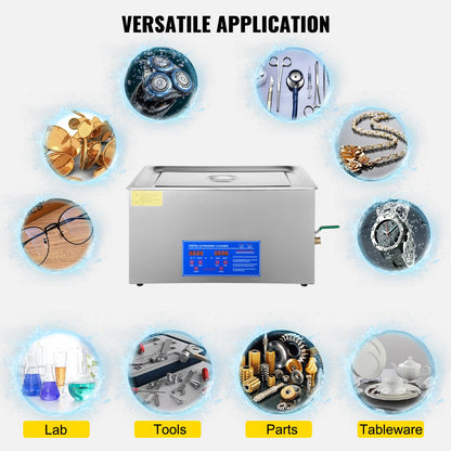 VEVOR Ultrasonic Cleaner Digital Timer  2L 3L 6L 10L 15L 22L 30L Stainless Steel Bath Jewelry Glasses Watch Cleaning Machine