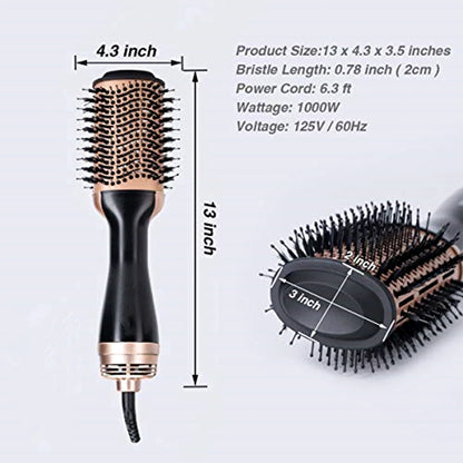 Blow Dryer with Comb 3 In 1 Hair Dryer Brush Salon Blower Brush Electric Hair Straightening Brush Curling Iron Hairbrush