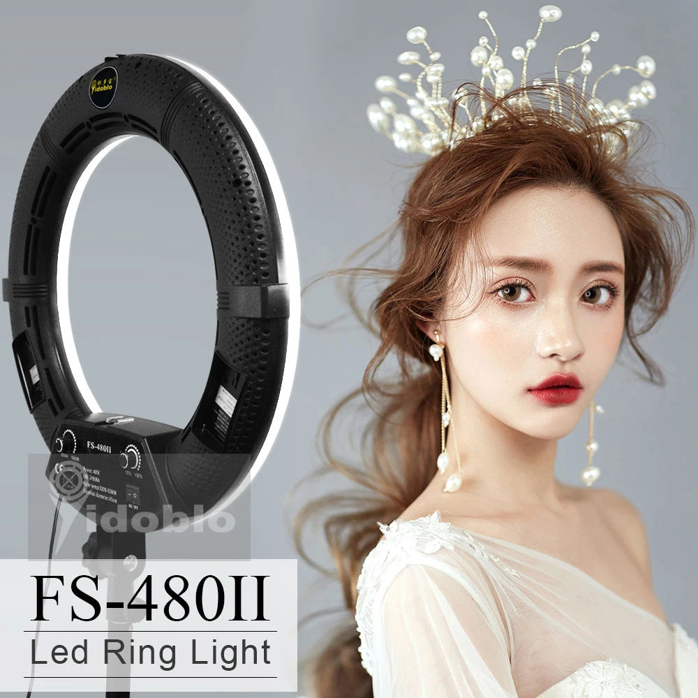 Yidoblo FS-480II 5500K Dimmable Camera Photo/Studio/Phone/Video 18"48W 480 LED Ring Light LED Lamp+ 2M tripod +Soft bag Kit