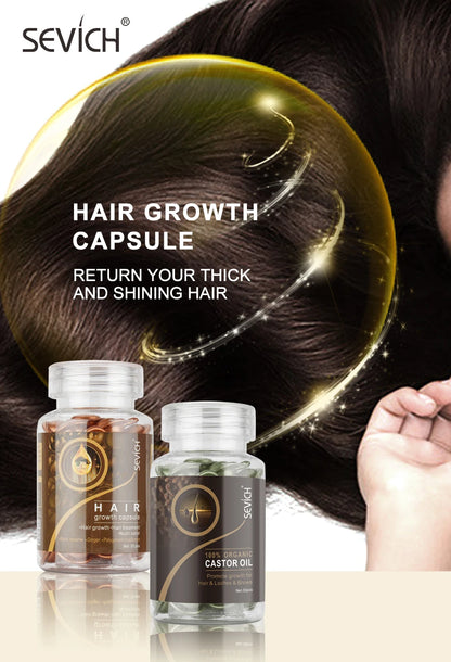 Sevich 2PCS/Set Ginger Hair Growth Capsules Set Hair Vitamin Oil For Hair Loss Repair Treatment Damaged Hair Black Hair Serum