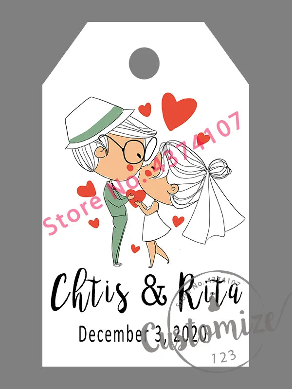 100 pcs/ set Personalised Gift Tags, Gift Tags, Handwritten Kraft Wedding Favour Label Custom