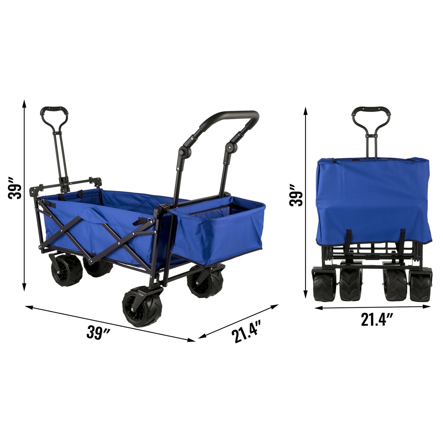 VEVOR Folding Wagon Cart W/ Adjustable Handle Bar Removable Canopy Oxford Cloth Collapsible Shopping Outdoor Camping Beach Cart