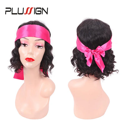 Plussign 1-2Pcs Satin Scarves For Women Hair Wig Grip Band 6*100Cm Silk Headband For Lace Front Wigs Satin Edge Headband