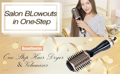 Blow Dryer with Comb 3 In 1 Hair Dryer Brush Salon Blower Brush Electric Hair Straightening Brush Curling Iron Hairbrush