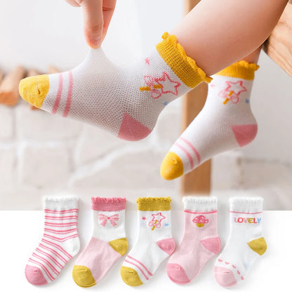 5Pairs Baby Socks Newborn Baby Boy Cute Short Sock 0-1-3-8Y Kids Cotton Toddler Cartoon Soft Children's Sports Socks for Girls