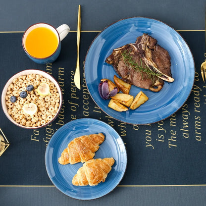 vancasso 16/32/48 PCS Porcelain Dinner Set Blue Vintage Look Ceramic Plate Set with 12*Dinner Plate,Dessert Plate,Bowl,Mug Set