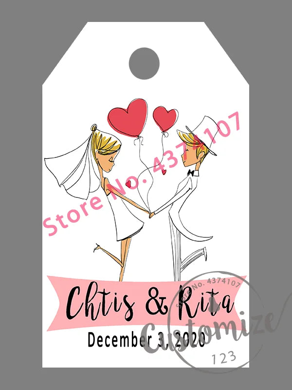 100 pcs/ set Personalised Gift Tags, Gift Tags, Handwritten Kraft Wedding Favour Label Custom