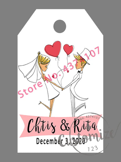 100 pcs/ set Personalised Gift Tags, Gift Tags, Handwritten Kraft Wedding Favour Label Custom