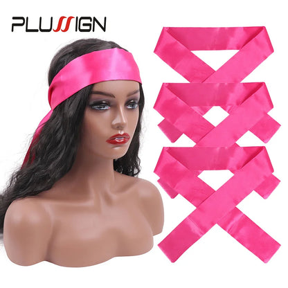 Plussign 1-2Pcs Satin Scarves For Women Hair Wig Grip Band 6*100Cm Silk Headband For Lace Front Wigs Satin Edge Headband