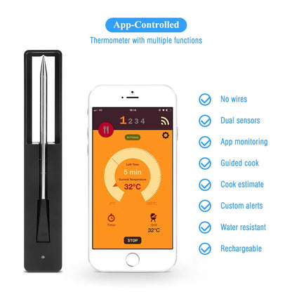 Wireless Meat Food Thermometer for Oven Grill BBQ Steak Turkey Smoker Kitchen Smart Digital Bluetooth Barbecue Gifts MeatChamp