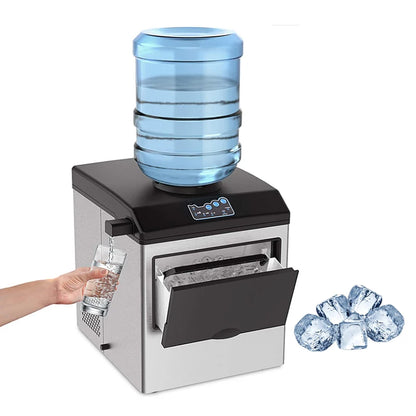 【Water Dispenser Ice Maker 2-in-1】Our countertop ice maker can make 48lb ice cubes daily, making ice as fast as 6-10 minutes