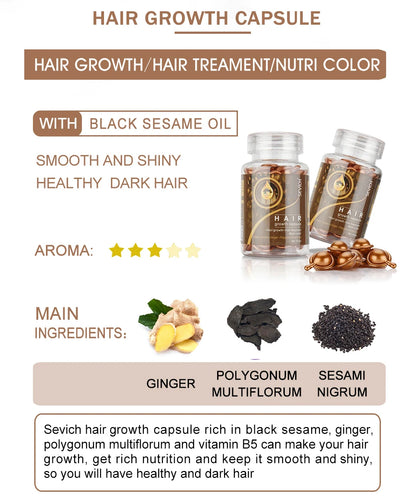 Sevich 2PCS/Set Ginger Hair Growth Capsules Set Hair Vitamin Oil For Hair Loss Repair Treatment Damaged Hair Black Hair Serum