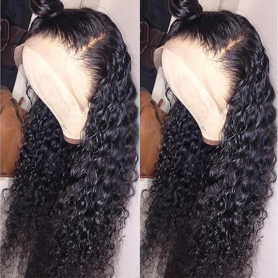 13x4 Curly Lace Frontal Wigs Curly Human Hair 30 40 Inch Hair 13x4 Deep Water Wave 360 Lace Front Wigs For Brazilian Women