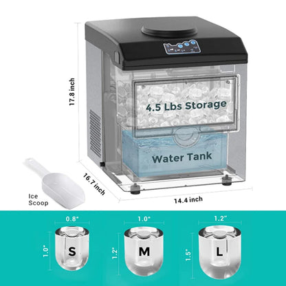 【Water Dispenser Ice Maker 2-in-1】Our countertop ice maker can make 48lb ice cubes daily, making ice as fast as 6-10 minutes