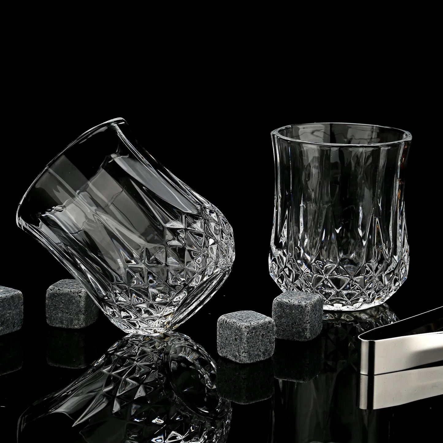 Whiskey Stones & Glasses Set, Granite Ice Cube For Whisky, Whisky Chilling Rocks In Wooden Box, Best Gift For Dad Husband Men