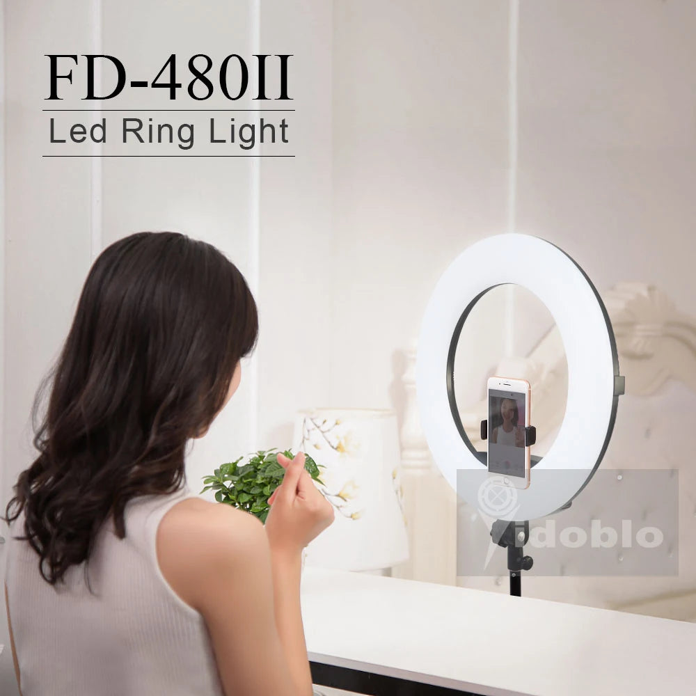 Yidoblo FD-480 18" Dimmable LED Ring lamp Kit 96W LED makeup Tattoos Light Lamp Ring light + stand (2M)+ handbag