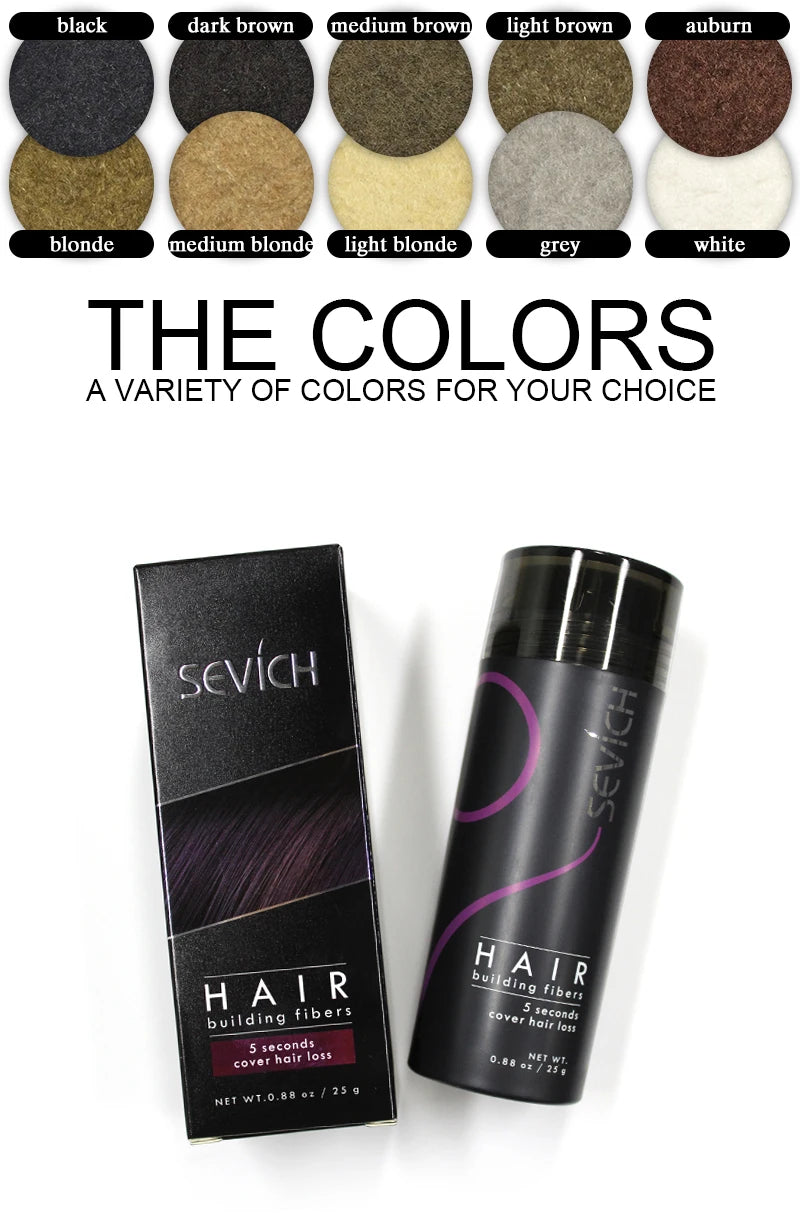 Sevich 2pcs/lot 10 Colors Hair Building Fiber Set Hair Loss Product Keratin Powders Hair Regrowth Treatment With Applicator