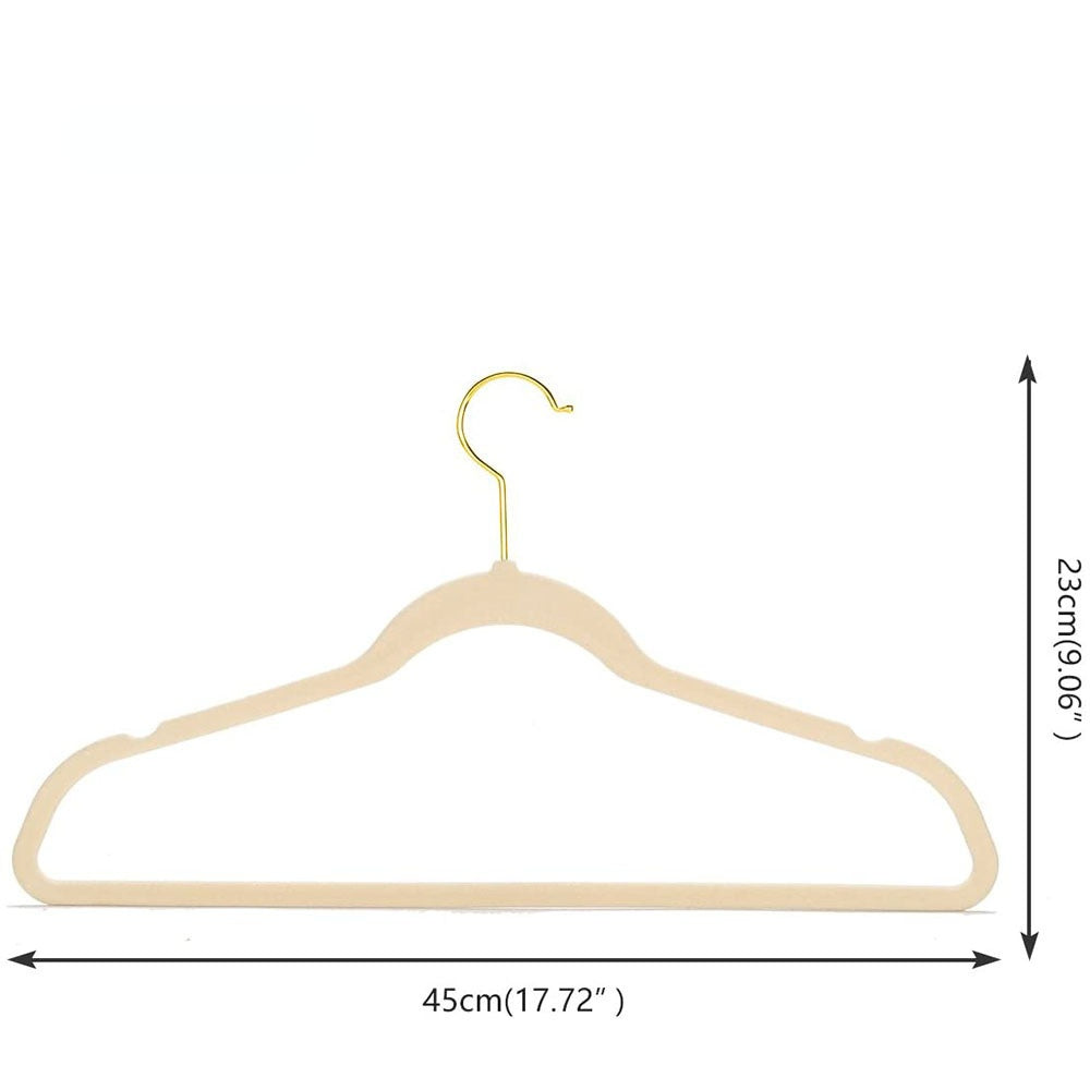 43CM Seamless Flocking New Golden Hook Flocking Hanger Dry and Wet Wardrobe Storage Adult Magic Hanger