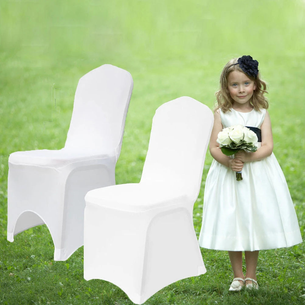 50 Pcs White Black Universal Chair Covers Stretch Spandex for Wedding Party Banquet Hotel Decor