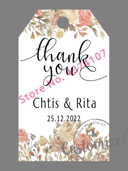 100 pcs/ set Personalised Gift Tags, Gift Tags, Handwritten Kraft Wedding Favour Label Custom