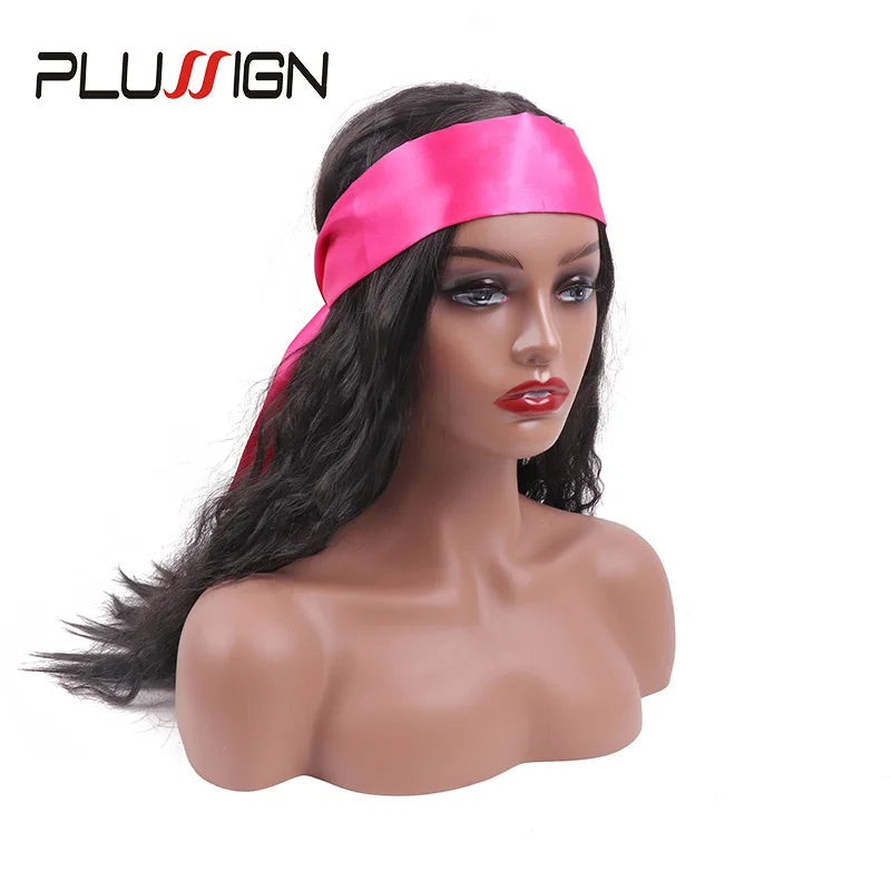 Plussign 1-2Pcs Satin Scarves For Women Hair Wig Grip Band 6*100Cm Silk Headband For Lace Front Wigs Satin Edge Headband