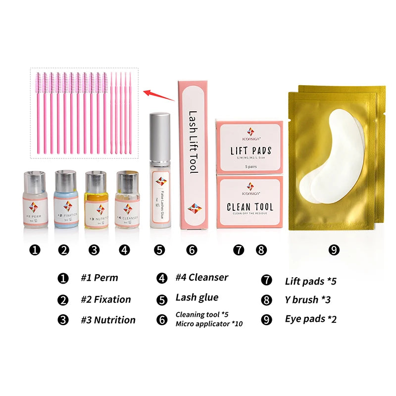 5 Sets/lot Iconsign Upgrade Lash Lift Kit eyelash perm kit Lash Lifting Professional kit make up tools eyelash lift