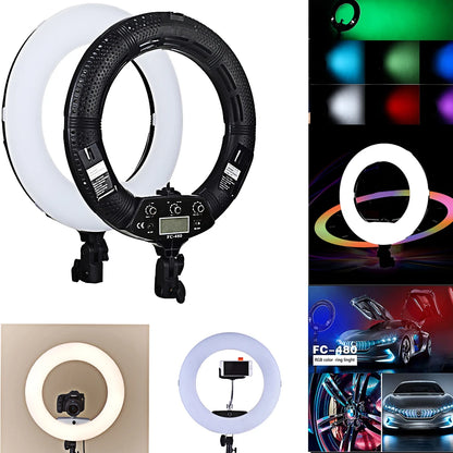 Yidoblo FC-480 RGB APP Control Ring Light LED Video Light Beauty nail skin Photography Movie Studio Ring lamp +tripod + bag