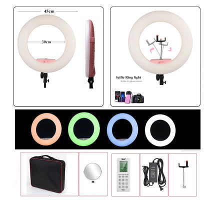 Yidoblo FC-480 RGB APP Control Ring Light LED Video Light Beauty nail skin Photography Movie Studio Ring lamp +tripod + bag