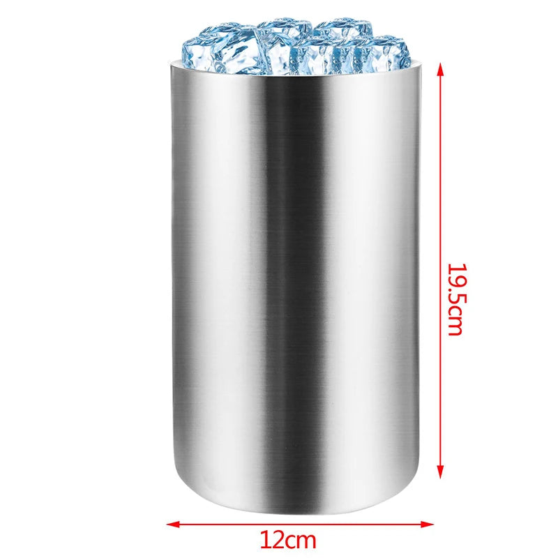 UPORS Stainless Steel Wine Cooler Bucket Double Wall Wine Bottle Cooler Holder Champagne Cooler Beer Chiller Ice Bucket Bar Tool