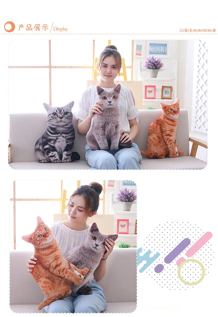 1pc 40cm Simulation Plush Cat Pillows Soft Stuffed Animals Cushion Sofa Decor Cartoon Plush Toys for Children Kids Gift