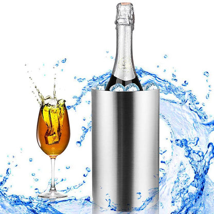 UPORS Stainless Steel Wine Cooler Bucket Double Wall Wine Bottle Cooler Holder Champagne Cooler Beer Chiller Ice Bucket Bar Tool