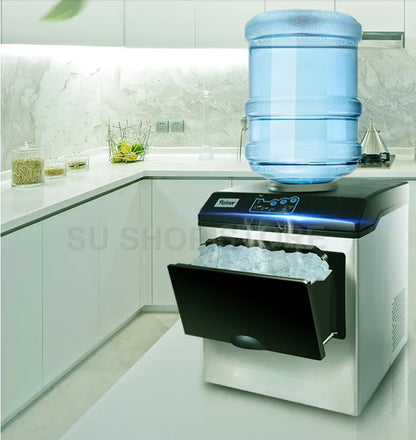 【Water Dispenser Ice Maker 2-in-1】Our countertop ice maker can make 48lb ice cubes daily, making ice as fast as 6-10 minutes