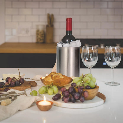 Wine Cooler- Ice Bucket Double Wall Stainless Steel - Multipurpose Use as Kitchen Utensil Holder and Flower Vase