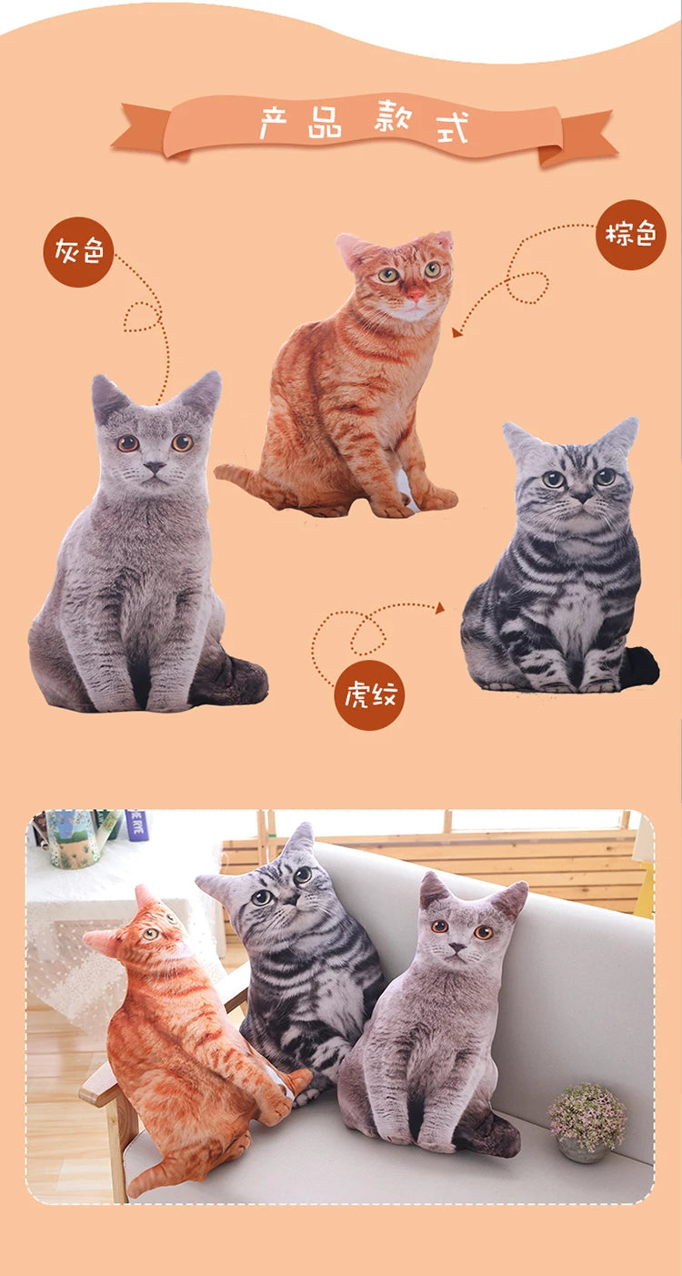 1pc 40cm Simulation Plush Cat Pillows Soft Stuffed Animals Cushion Sofa Decor Cartoon Plush Toys for Children Kids Gift