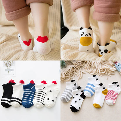 5Pairs Baby Socks Newborn Baby Boy Cute Short Sock 0-1-3-8Y Kids Cotton Toddler Cartoon Soft Children's Sports Socks for Girls