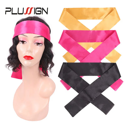 Plussign 1-2Pcs Satin Scarves For Women Hair Wig Grip Band 6*100Cm Silk Headband For Lace Front Wigs Satin Edge Headband