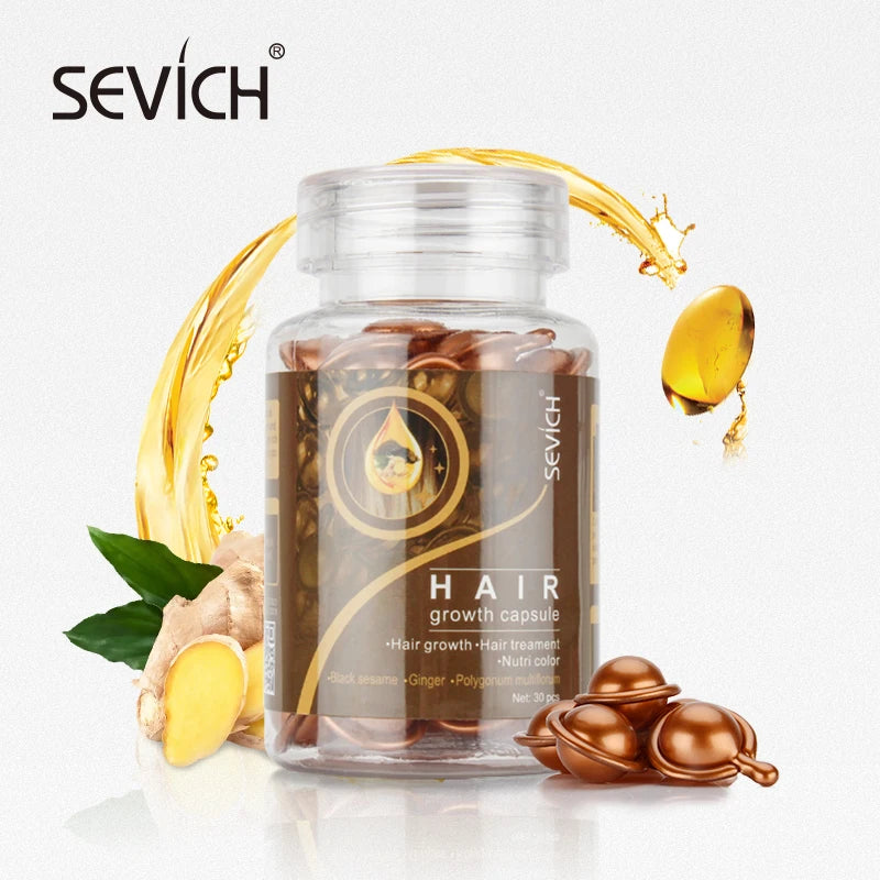 Sevich 2PCS/Set Ginger Hair Growth Capsules Set Hair Vitamin Oil For Hair Loss Repair Treatment Damaged Hair Black Hair Serum