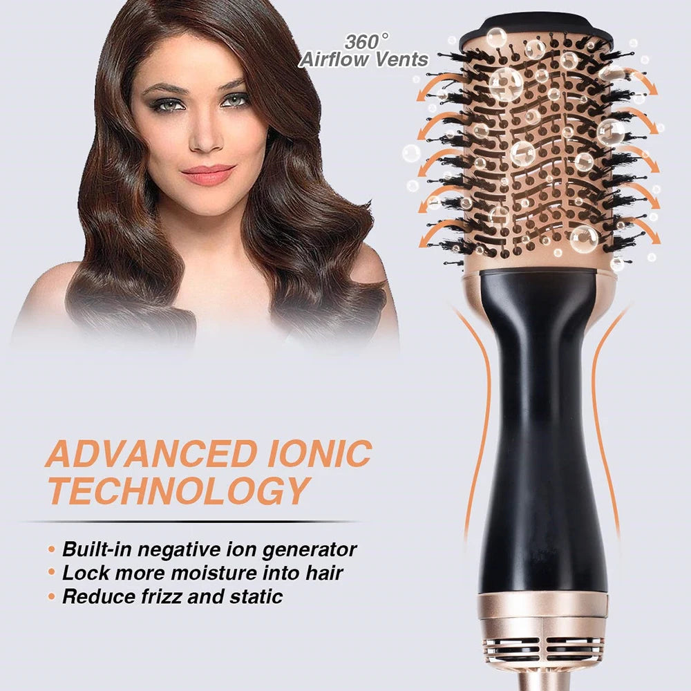 Blow Dryer with Comb 3 In 1 Hair Dryer Brush Salon Blower Brush Electric Hair Straightening Brush Curling Iron Hairbrush