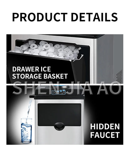 150W Ice Maker Commercial Small 30KG/24H Automatic Ice Maker for Household Milk Tea Shop Bottled Water Ice Cube Making Machine